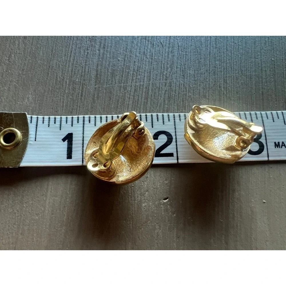 Givenchy Clip-On Earrings Gold 1979 Vintage Domed Faceted Studs Retro Glam Chic